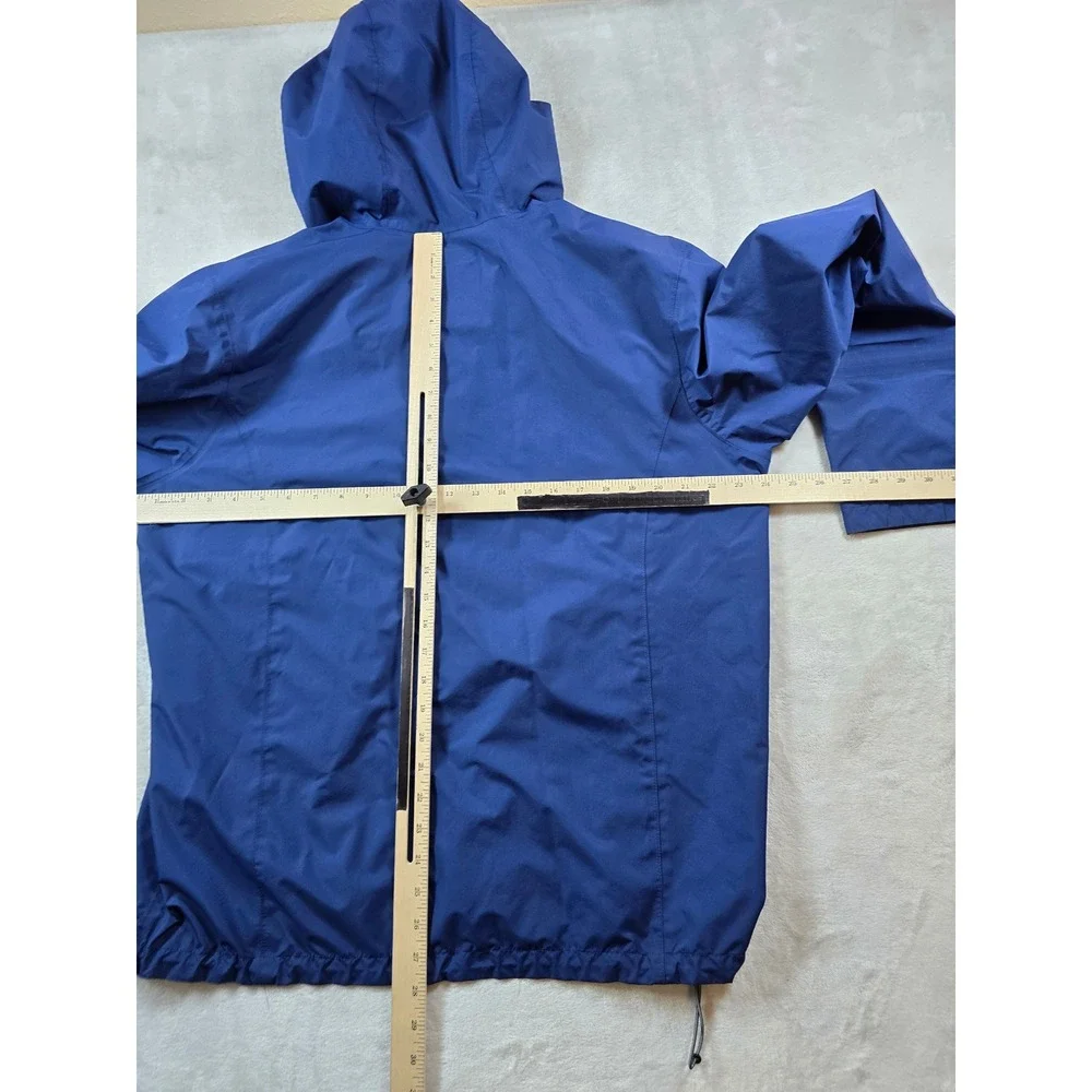 REI Co-op Rain Jacket Mens L Blue Nylon Hooded Waterproof Windbreaker Packable